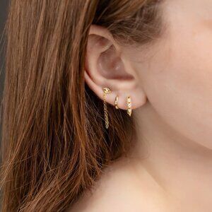 925 Sterling Silver Spike Earring set, Earring Jacket, Ear Climber